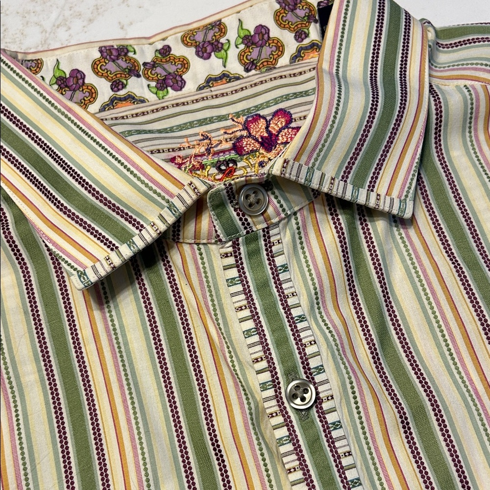 Robert Graham Striped Multicolor Long Sleeve Button Up Men's Shirt